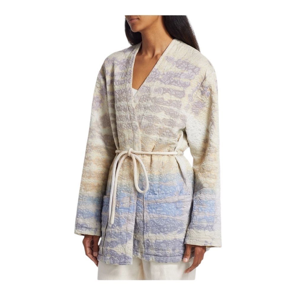 Raquel Allegra Quilted Tie Waist Rainbow Halo Overcoat Jacket Size XS NWT - Picture 7 of 15